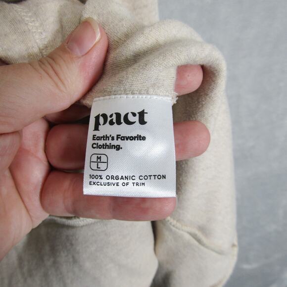 Pact Cardigan Womens Medium Large Beige Open Front Organic Cotton Pockets - Picture 7 of 10